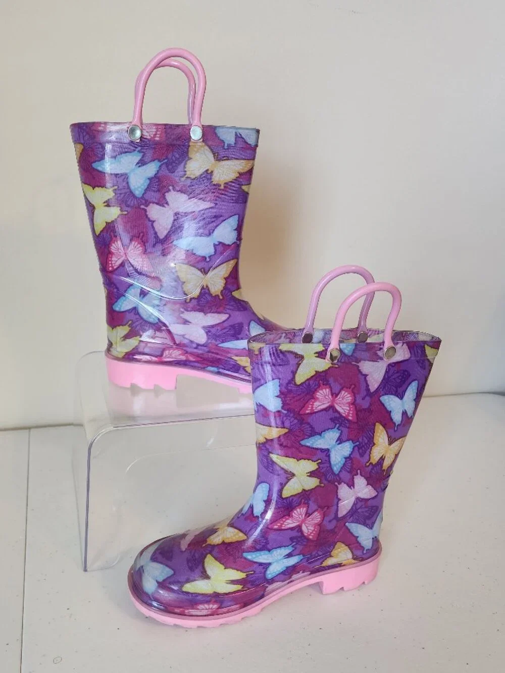 Kids Butterfly Rain Boots | Purple Pink | Size 10